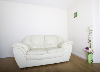 white sofa or settee in living room