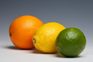 Citrus fruits orange lemon lime