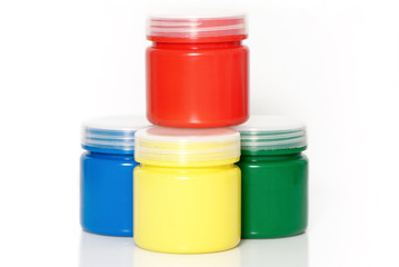 Water based paints on a white background.