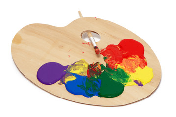 Artist's palette with multiple colors