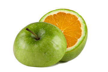 green apple with orange inside