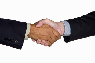 interracial business handshake
