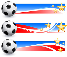 Naklejka premium Soccer (football) Ball with American Banners