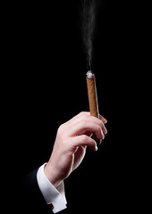 cigar smoking over black
