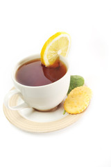 cup of tea with  pastry
