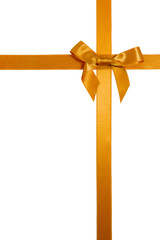 Fototapeta premium golden cross ribbon with bow isolated on white