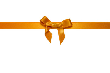 golden line ribbon with bow isolated on white