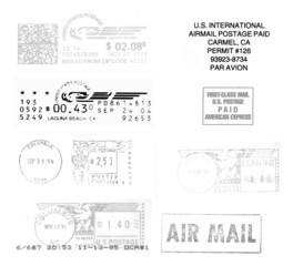 USA, black postmarks background