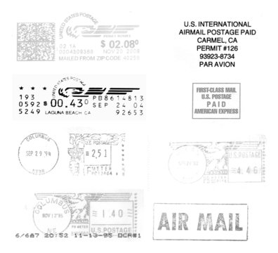USA, black postmarks background