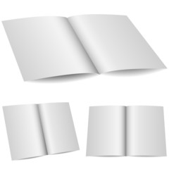 Blank opened folder in 3 variants isolated on white.