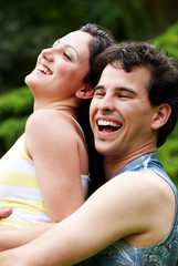 Fototapeta premium Young couple against the nature