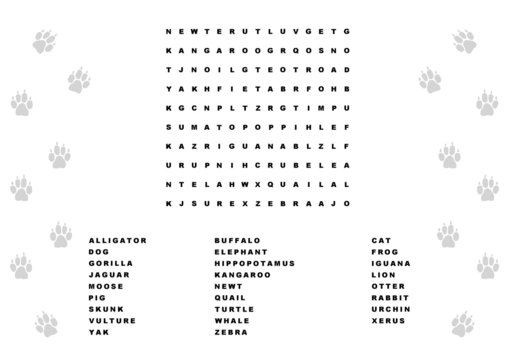 Animal word search