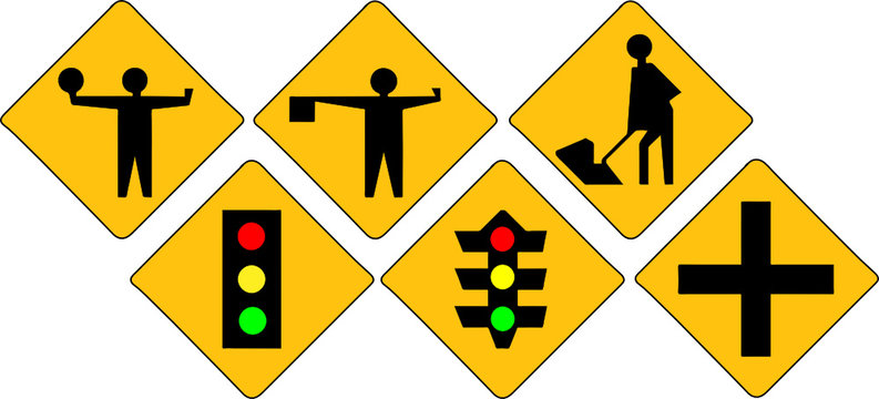 yellow traffic signs vector illustration