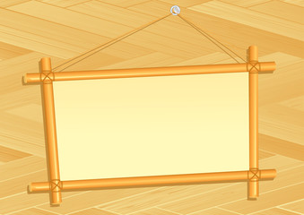Obraz premium Bamboo frame on wooden wall