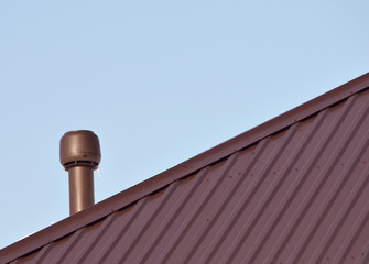 Insulated plastic ventilation pipe on the roof