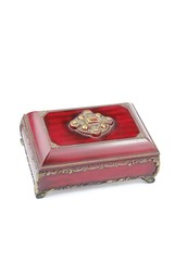Vintage treasure chest closed on white