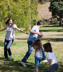 Animated family playing rugby