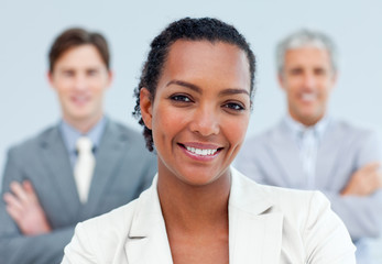 Charismatic afro-american businesswoman standing