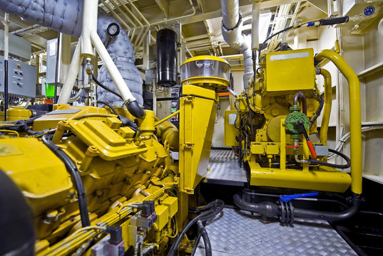 Tugboat engine room