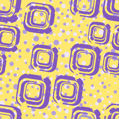 Yellow background from a lilac square and circles