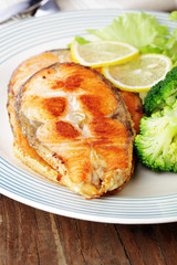 Roasted salmon steaks