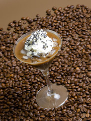 glass of ice coffee with whipped cream