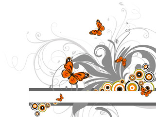 Floral abstract illustration with butterflies