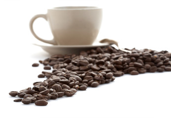 Cup and coffee grains