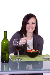 Beautiful Girl Eating Salad