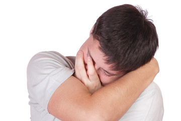 Fototapeta premium Closeup of a young man with pain