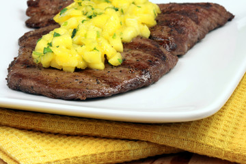 mexican carne asada plate  with mango