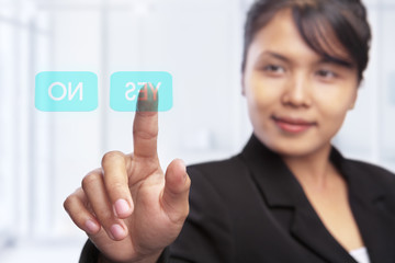 Asian businesswoman and option