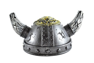 Decorative helm viking with two horns - back view