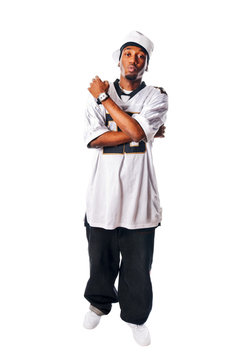 Handsome hip-hop young man on white