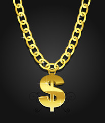 dollar sign hanging on the chain