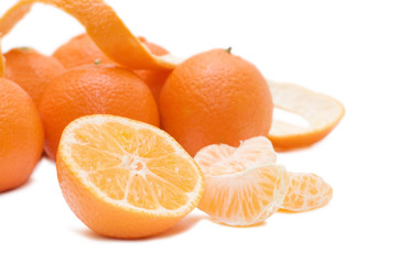 Fresh tangerines isolated on white background