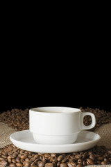 Cup from coffee on coffee grains