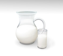 jug and tumbler with milk 3d model