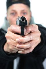 Frau mit Waffe