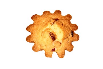 muffin with raisins up view isolate