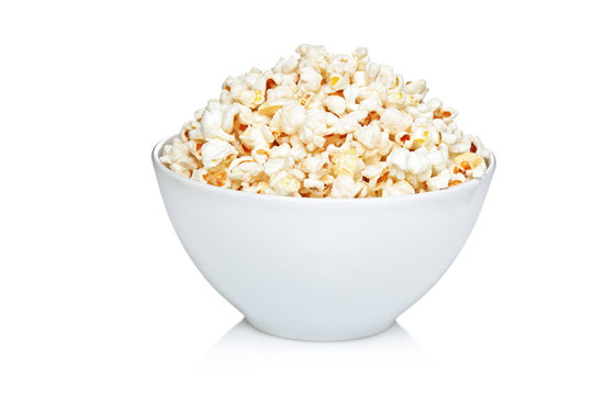 Bowl Of Popcorn Isolated On White Background