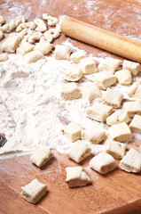 dough on a wooden board