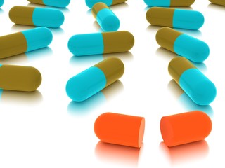 pills on white background