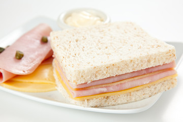 delicious ham and cheese sandwich