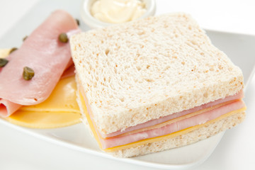 delicious ham and cheese sandwich
