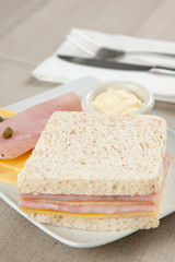 delicious ham and cheese sandwich