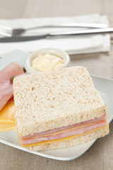 delicious ham and cheese sandwich
