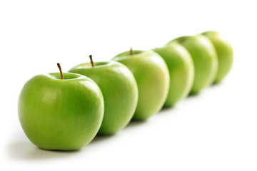 line of green apples