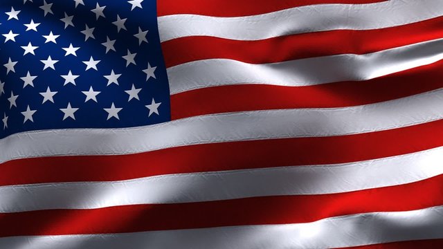 Creased American flag in wind in slow motion
