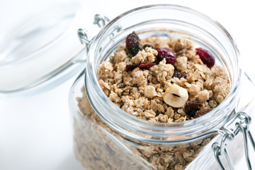 muesli in glass jar